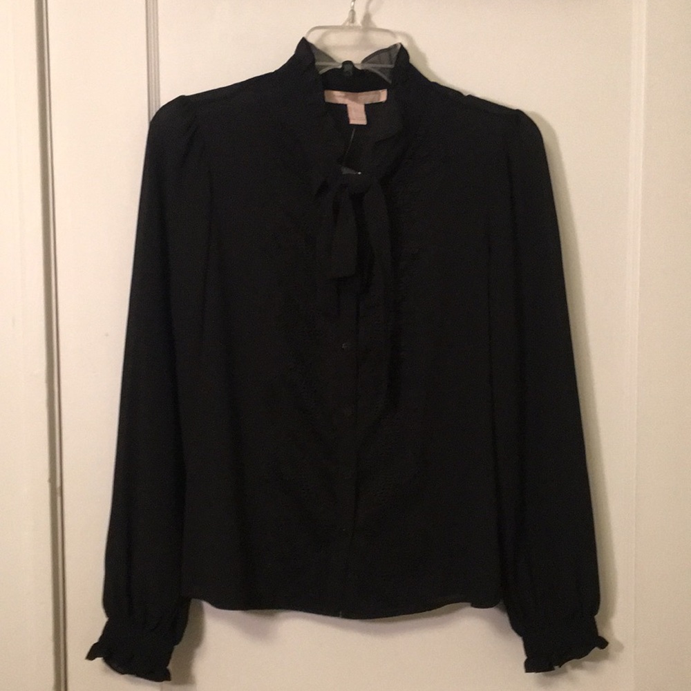 Forever 21 Neck Tie Ruffle Collar Blouse SM NWT